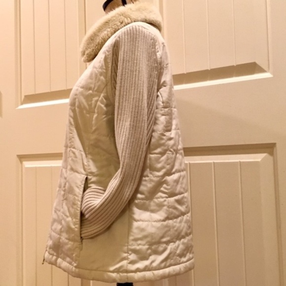 By Design Winter Tan Beige Fur Puffer Sweater Vest - Picture 4 of 8